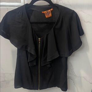 Tory Burch Elegant Black Ruffle Blouse